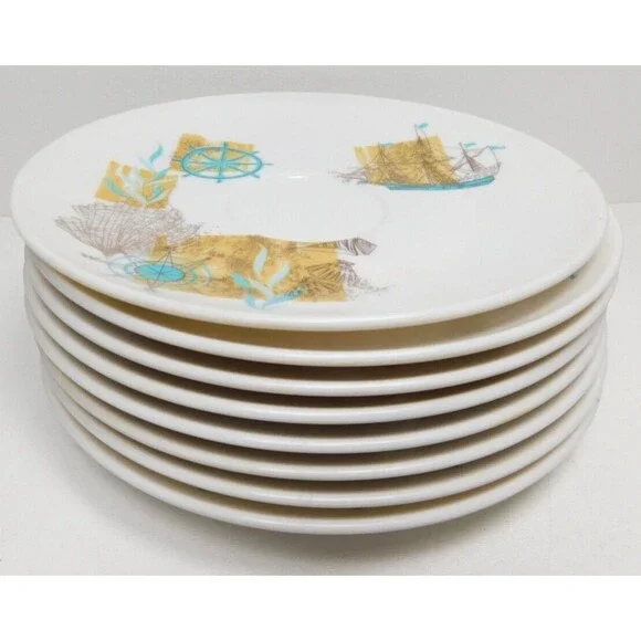 Oneida OD dessert plates MCM Nautical Melamine Melmac Set of Vintage MCM  6